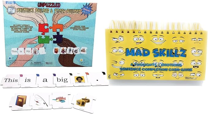 Sentence Builder and Story Builder 2 Games in 1 and Mad Skillz A Thoughts and Emotions Sentence Completion Card Game for Taking Control of Feelings Emotions Autism ADHD by PositiveParening