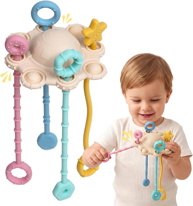 Montessori Pull String Toy Silicone Travel Toy by ETETOO