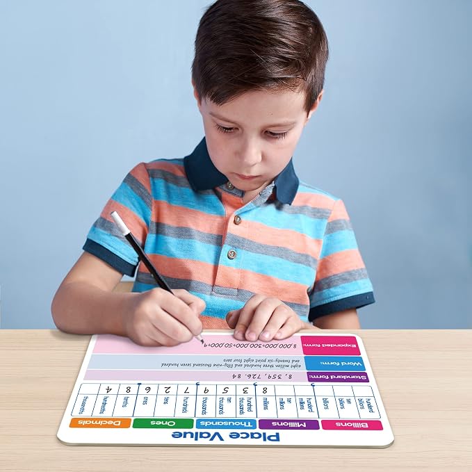 Dry Erase Place Value Whiteboard,9" x 12" Double Sided Dry Erase Boards for Kids for Teaching Place Values from Billions to Decimal Numbers,Math Manipulatives White Board for Students - Image 6