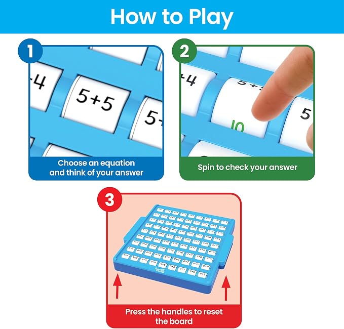hand2mind Addition Practice Board, Math Facts Games, Number Games, Math Manipulatives Kindergarten, Educational Toys, Kids Learning Toys, Math Centers for Classroom, Preschool Learning Activities - Image 2
