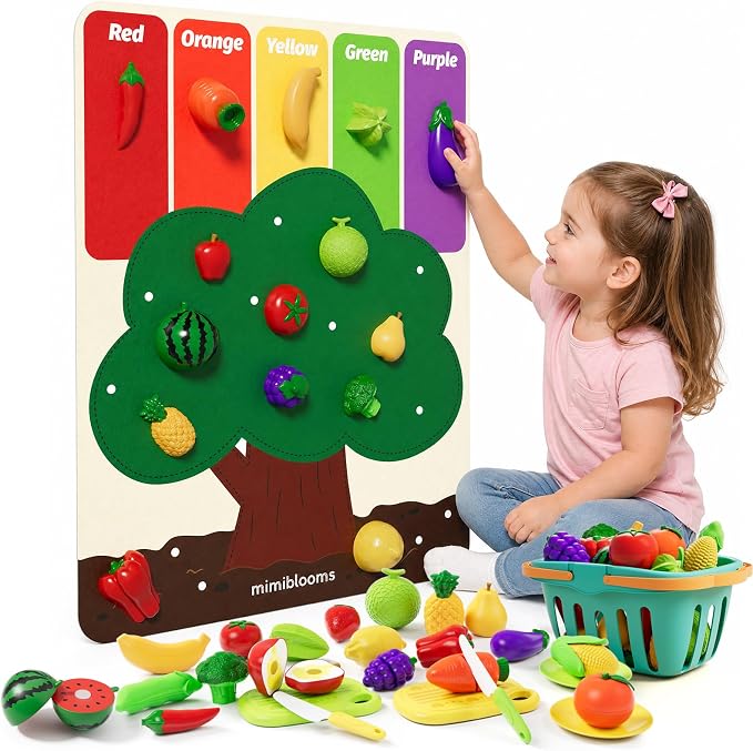 ALASOU Play Food Set with Hanging Felt Tree Mat & Storage Basket by ALASOUdedicatedforbabies