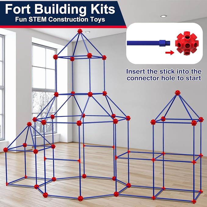 OleFun 180 Pack Fort Building Kits for Kids 4, 5, 6, 7, 8+ Year Old Boys & Girls, Creative STEM Building Toys for DIY Castles, Tunnels, Play Tent, Ideal Gifts for Aged 5-8 - Image 2