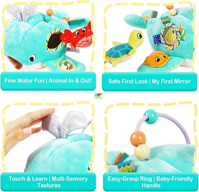 Richgv Baby Toys 6-12 Months,Stuffed Ocean Animals Montessori Toys for Babies Sensory Toys for Toddlers 1-2