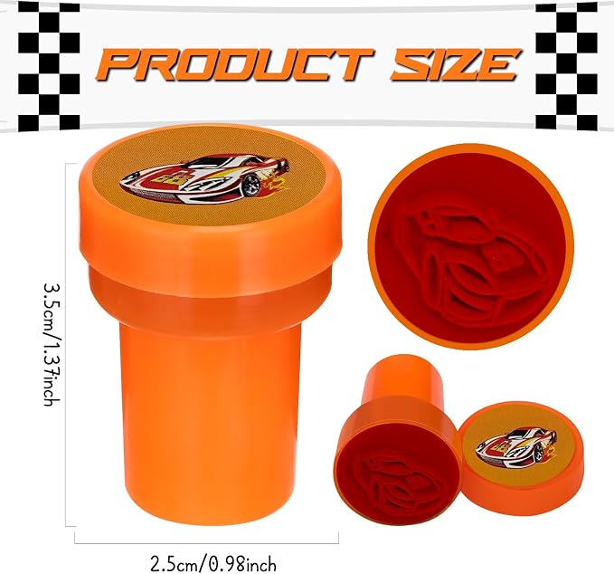 Cinrobiye 24 Pcs Race Car Stampers Party Favor Set, Cute Racing Car Stamps for Kids Birthday Party, Classroom Rewards, Carnival Prizes, Goody Bag Fillers, Racing Themed Party Supplies - Image 3