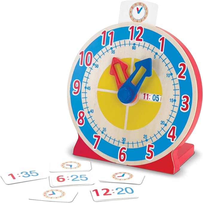 Melissa & Doug Turn & Tell Wooden Clock - Educational Toy with 12+ Reversible Time Cards by Unknown