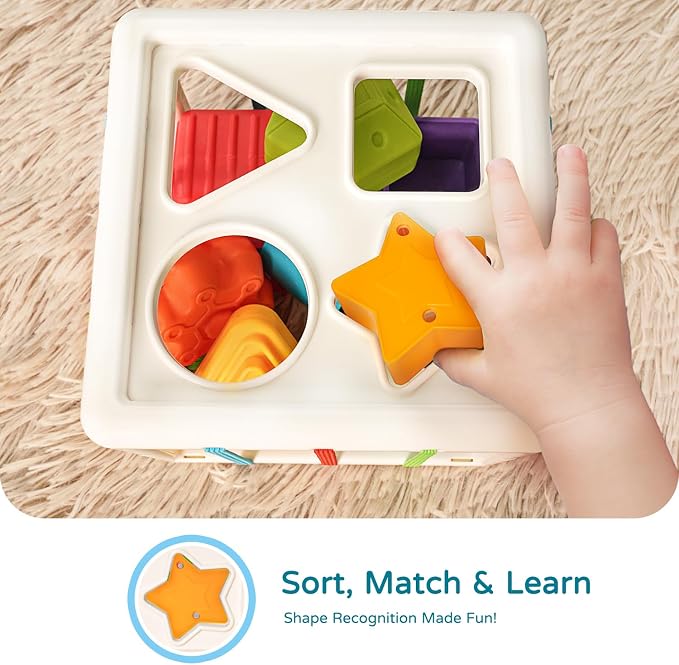 LiKee Montessori Activity Cube Toy, Sensory Shapes for Baby 12M+ - Image 5