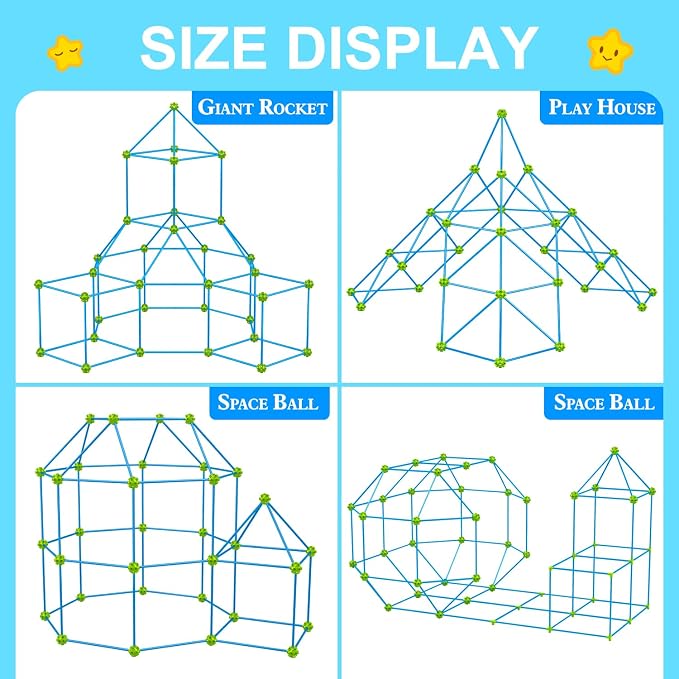 SpringFlower Fort Building Kit for Kids,STEM Construction Toys, Educational Gift for 3 4 5 6 7 8 9 10 11 12 Years Old Boys and Girls,Ultimate Creative Set for Indoor & Outdoors Activity,140 Pcs,Green - Image 3