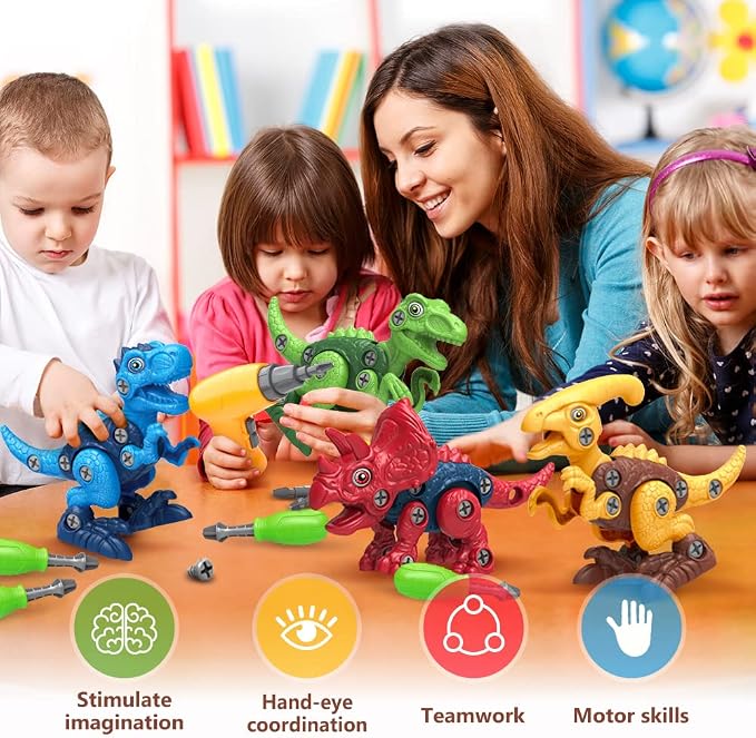 BAODLON Dinosaur Toys for 3 4 5 6 7 Year Old Boy, Take Apart Dinosaur Toys for Kid 3-5 5-7 Building Toy with Electric Drill, Learning Educational STEM Construction Toy Christmas Birthday Gift Boy Girl - Image 8