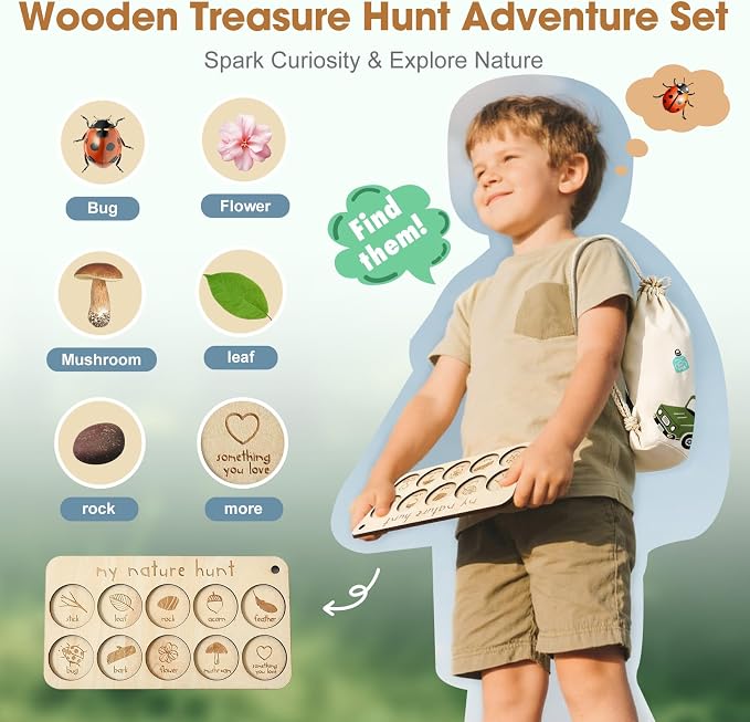 ibwaae Nature Exploration Toys Bug Catcher Kit for Kids 3-8,Durable Bug Catching Kit with Magnifier Box & Backpack, STEM Gift, Outdoor Scavenger Hunt Game Set with Observation Board & Reusable Cards - Image 2