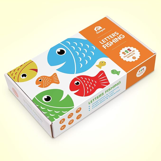 Coogam Wooden Magnetic Fishing Game, Fine Motor Skill Toy ABC Alphabet Color Sorting Puzzle, Montessori Letters Cognition Preschool Gift for Years Old Kid Early Learning with 2 Pole - Image 7
