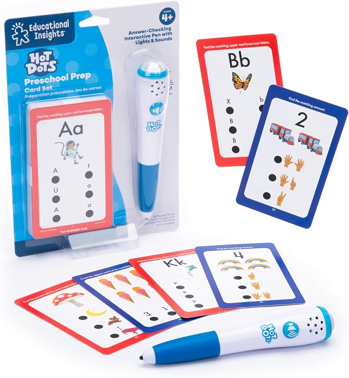 Educational Insights Hot Dots Preschool Prep Set – Toddler ABC Flash Cards with Interactive Pen, Preschool Learning Activities, Reading & Math Workbooks, Learn to Read for Kids Ages 4+ by EducationalInsights