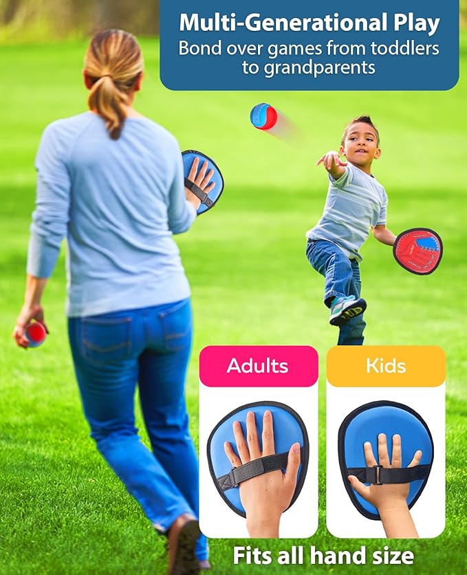 JoyCat Toss and Catch Ball Game Set,Kids Toddler Baseball Glove,Beach Yard Outdoor Games,Sports&Outdoor Play Kids Toys for Family,Birthday for Ages 3 4 5 6 7 8-12 Year Old Boys Girl
