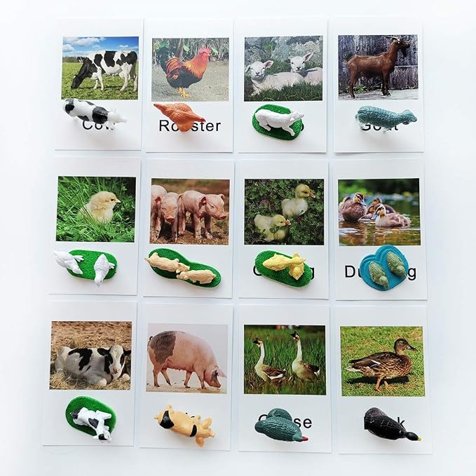 MEROCO Montessori Farm Animals Matching Cards Kids Preschool Toys - Image 2