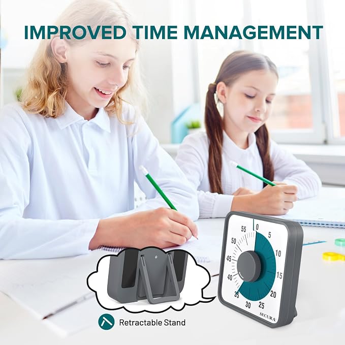 Secura 7.5 Inch Visual Timer, 60 Minute Visual Oversize Countdown Timer for Kids and Adults, Durable Mechanical Time Management Tool (Dark Green) - Image 5