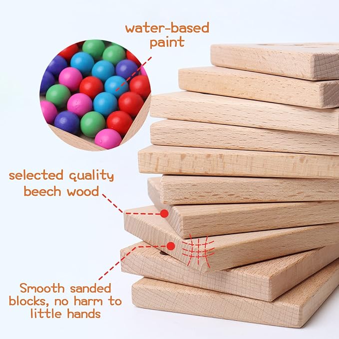 Wooden Number Tracing Board Set, Toddler Montessori Math Beads Counting Toy, Preschool Learning and Educational Math Game for Kids - Image 4