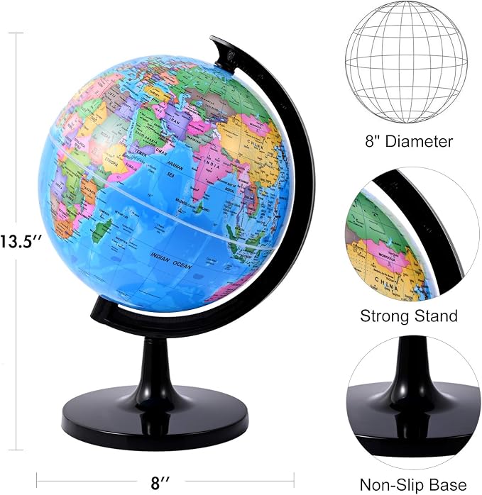 Wizdar 8'' World Globe for Kids Learning - Image 2
