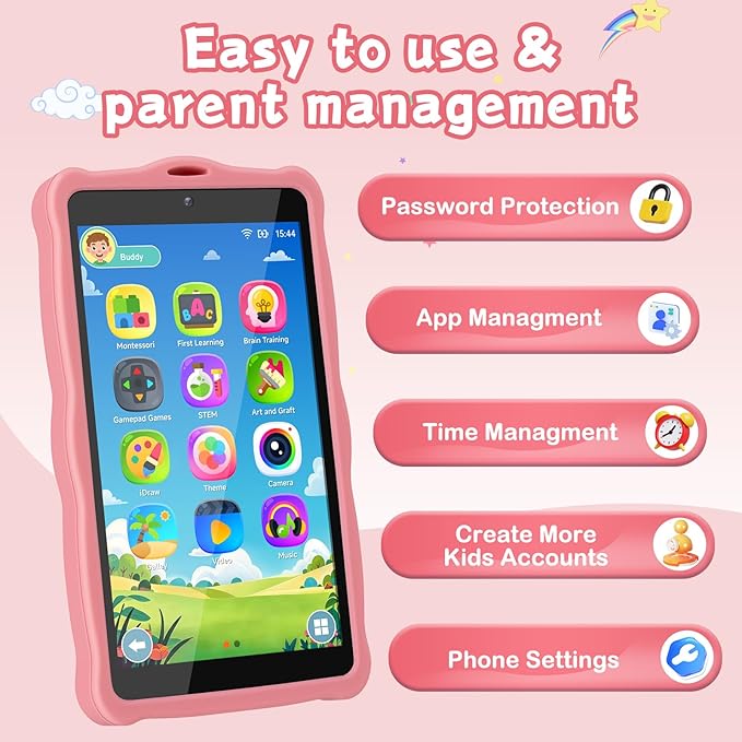 5.50" Touchscreen Kids Toys Smart Phone, Kids Phone with Games & Dual Camera, Toddler Toys Phone, Boys and Girls Learning Toy Phone for 3-9 Years Old (Pink)
