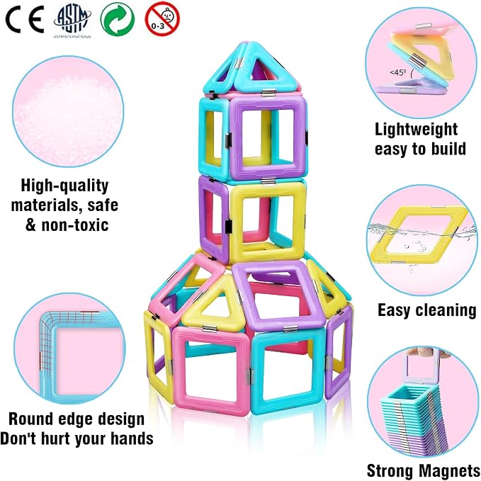 Tolnetr Magnetic Tiles Toys for 3 4 5 6 7 8+ Year Old Girls Boys Toddlers - Image 4