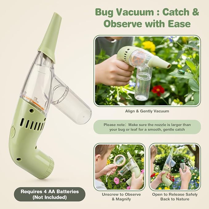 Wooden Kids Bug Catching Kit, Dreamon 11 Pcs Outdoor Toys for Kids Ages 4-8 - Image 5