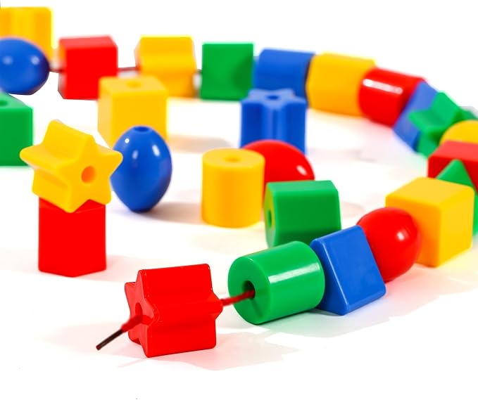 KUTOI Toddler Toys - Big Lacing Beads Set for Fine Motor Skills & Hand-Eye Coordination - 36 Beads & 6 Strings - Color Sorting & Counting Educational Learning Toy Montessori Toys - Image 4