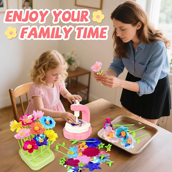 185pcs DIY Fabric Flower Bouquet Craft Kits for Kids Ages 3-12, STEM Educational Arts and Crafts Handmade Flower Making Kit Toy for Toddler Girls 3 4 5 6 7 8 9 10 11 12 Years Birthdays Christmas Gift
