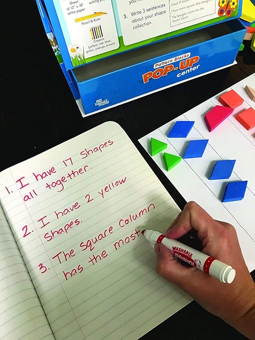 hand2mind Pattern Blocks Pop-Up Learning Activity Center, Create and Play Pattern Blocks, Foam Shapes, 3D Shapes Manipulatives, Geometric Shapes for Kids, Learning Shapes for Kindergarten - Image 6