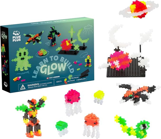 PLUS PLUS Learn to Build, Glow in the Dark Mix - 400 Piece Building Set by Plus-Plus