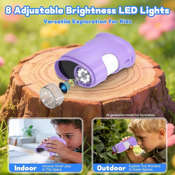 1000X Handheld Microscope for Kids: Pocket Digital Microscope with 2.0''IPS Screen&Photo/Video - Portable Edu Science Kits for Girls Boys - STEM Toys Birthday Gifts Ages 3-6 6-12(Purple) - Image 6