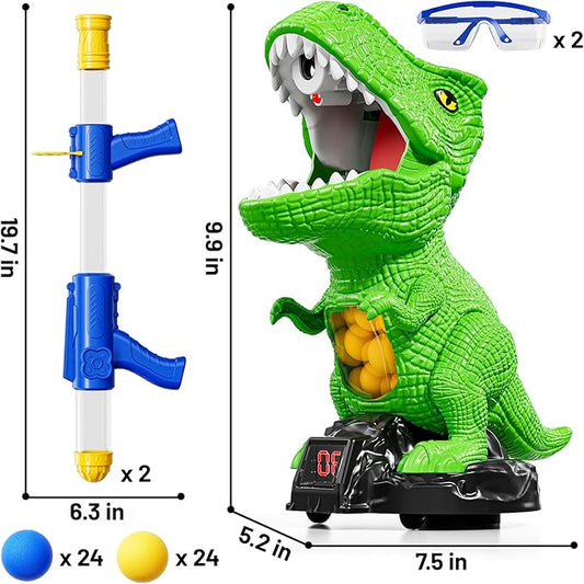 Dinosaur Shooting Toys for Kids 3-5 Years, Movable Target Shooting Games with 2 Air Pump Launcher, Interactive Competition Game Gift for Boys and Girls Ages 3 4 5 6 7 8 Years Old