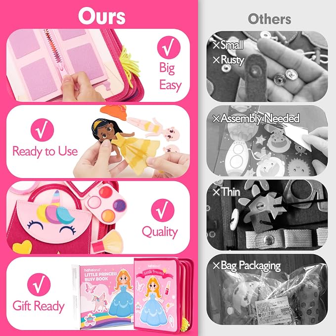 hahaland Princess Busy Book Toddlers 3-5, Dress up Pretend Play Makeup Toys - Image 6