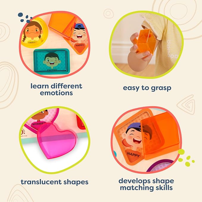 B. toys Toddler Puzzle, Peek & Explore Shapes and Emotions Wood - Image 4