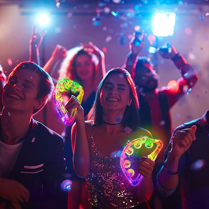 Aywewii LED Tambourines for Kids & Adults, Sensory Toys Autism Gifts for Boys & Girls, Special Needs Must Haves, Light Up Party Favors Musical Instruments (4 Colors Randomly Sent)