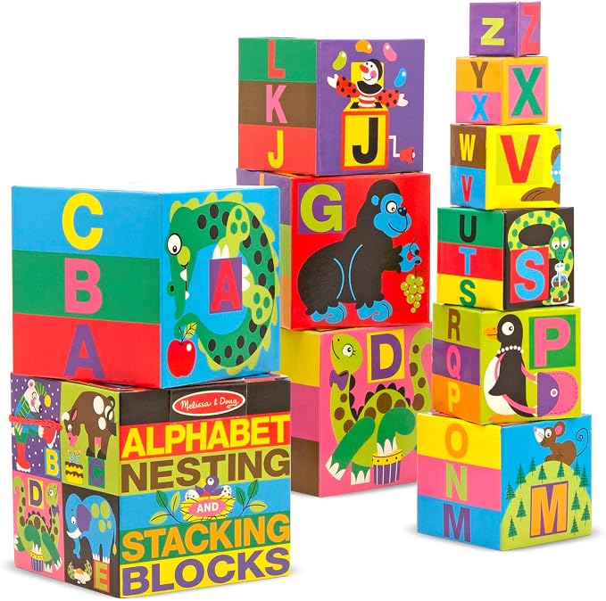 Melissa & Doug Deluxe 10-Piece Alphabet Nesting and Stacking Blocks - FSC Certified - Image 3