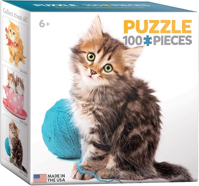 EuroGraphics Cat with Wool Mini Puzzle (100-Piece), 8104-0620, Multi by EuroGraphics