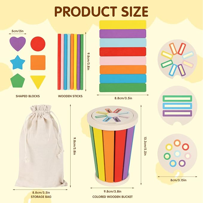 nunukuids Montessori Toys for 1+ Wooden Color Sorting Toys for Toddlers 1-3 Year Old Toddlers Fine Motor Skills Development Color Sorting Fun - Image 3