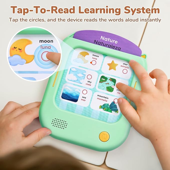 JoyCat Bilingual Kids Learning Tablet, Spanish-English Talking Flash Cards - Image 2