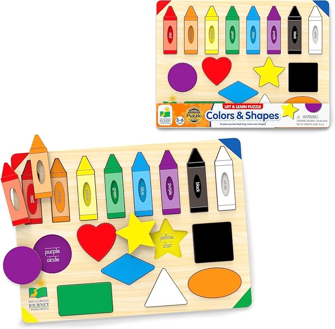 The Learning Journey: Lift & Learn Puzzle Colors & Shapes – Preschool Toys & Activities for Children Ages 3 and Up – Award Winning Educational Toy by TheLearningJourney