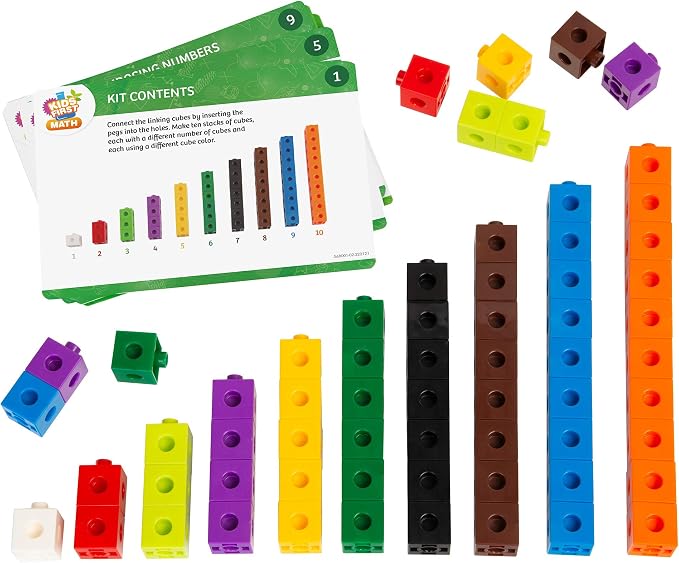 Kids First Math: 100 Linking Cubes Mathematics Kit w/Activity Cards | Develop Skills in Counting, Sorting, Sequencing, Graphing, Measuring | Visual Hands-on | At-Home | Classroom Learning Ages 3+ - Image 2