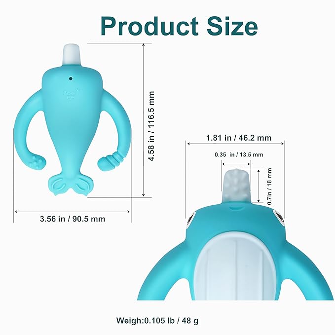 Smily Mia Narwhal Silicone Baby Teething Toys for 3-6 6-12 Months, Teething Relief Toys, Food Grade Silicone Teether Baby Toys, Sensory Toys for Teething Babies, Baby Essential, BPA Free, Blue
