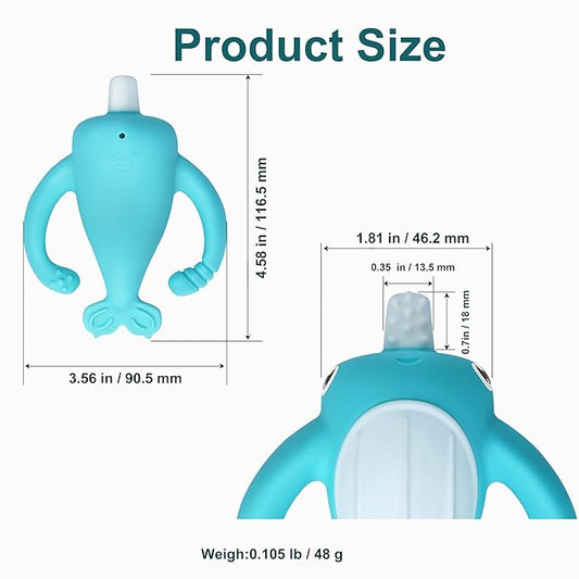 Smily Mia Narwhal Silicone Baby Teething Toys for 3-6 6-12 Months, Teething Relief Toys, Food Grade Silicone Teether Baby Toys, Sensory Toys for Teething Babies, Baby Essential, BPA Free, Blue