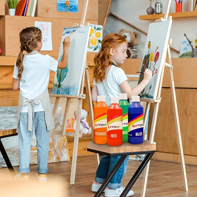 EXTRIC Washable Tempera Paint for Kids - 6 Bold Colors x 8 oz Bottles (48 fl oz Total) Non-Toxic Easy Clean Kid Paint Rich Pigment Paints for Toddlers, Classroom & Arts and Crafts