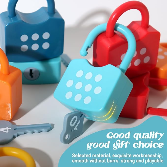Dinhon Montessori Number Lock Key Toy Learning Game for 3-5 Years Old Kids - Image 4