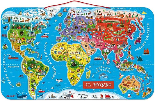Janod J05513 Italian Version Magnetic World Map Puzzle by Janod