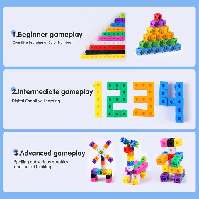 TOMMYHOME Math Linking Cubes with Box 301PCS, Preschool Math Manipulative, Kids Counting Blocks Play Set, Suitable for Learning Educational Supplies in Kindergarten. Great Gift for Boys & Girls (1) - Image 2