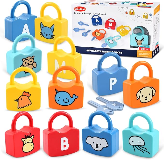 Alphabet Learning Toys, Lock and Key Toddler Toy for Ages 2-4, Preschool Learning Activities, Kindergarten Classroom Must Haves, ABC Montessori Toys for 3 Year Old by YYDeek