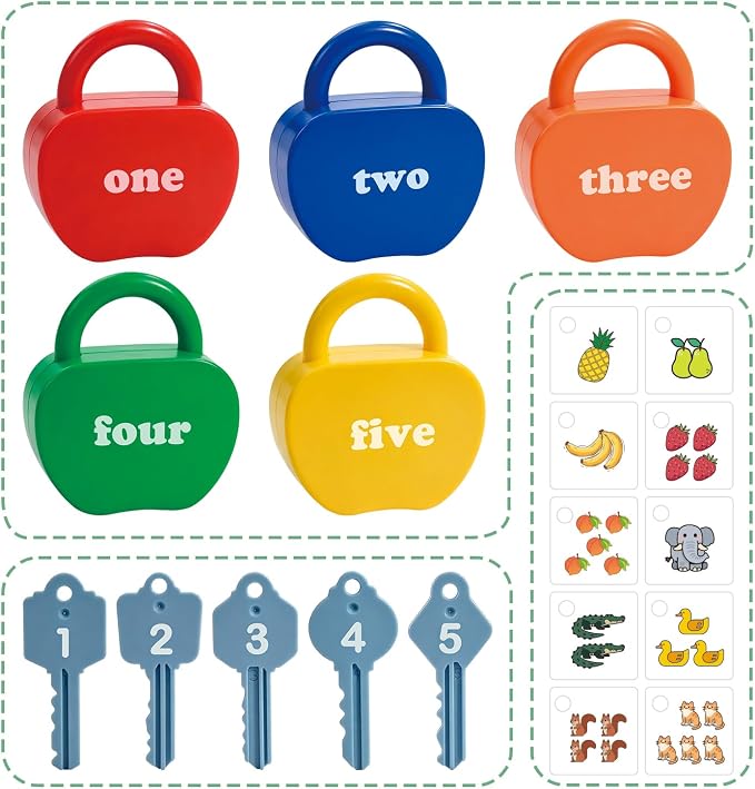Montessori Lock and Key Toddler Toys, Cause and Effect Sensory Learning Toys for 1 2 3 Year Old, Number Counting & Matching Game, Fine Motor Skills Preschool Travel Activities - Image 4