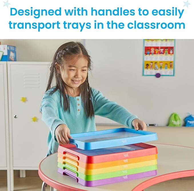 hand2mind Magnetic Dry Erase Activity Trays, Stackable for Classroom, White Boards for Kids, Science of Reading Materials, Multicolor, 1 Count (Pack of 4) - Image 3