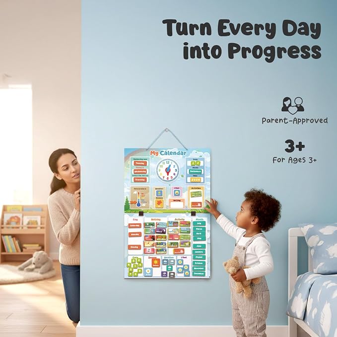 inamio Magnetic Kids Calendar for Learning - Classroom, Preschool Calendar for Kids and Toddlers - Days of the Week Chart - Today, Months and Weather - Image 7
