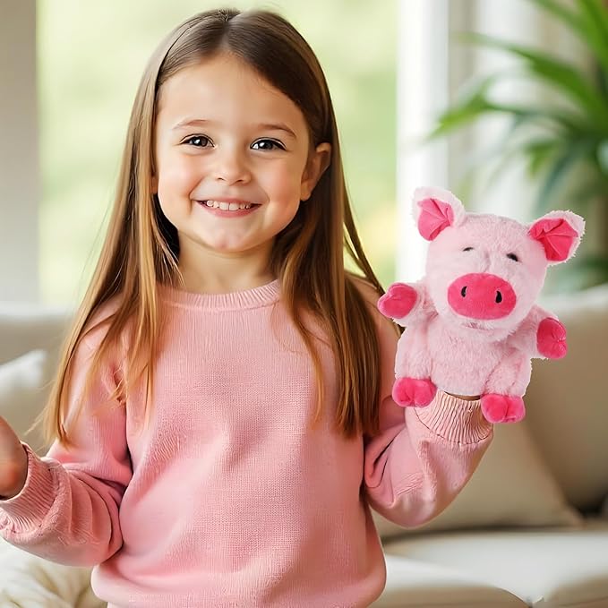 Animal Hand Puppets 11 Inch Sea Turtle Plush Dinosaur Animals Hand Puppet Toys Role-Play Toy Puppets for Kids Storytelling Imaginative Pretend Play Teaching Preschool(Pig)