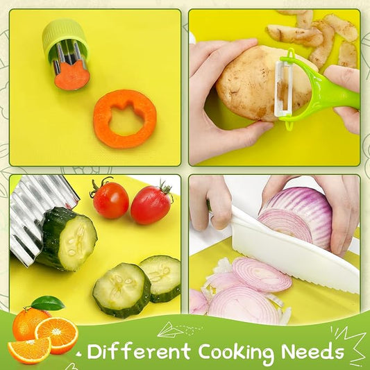 21 Pcs Kids Knife Set for Real Cooking Safe Kitchen Tools for Ages 4+ - Image 2